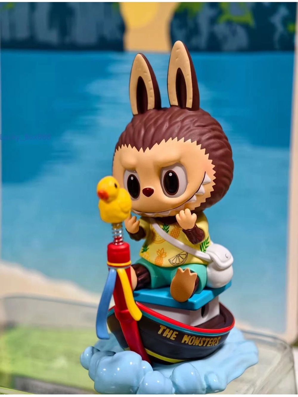 Pop Mart Labubu Long Tail Boat Figure – Brown & Blue Hangcard